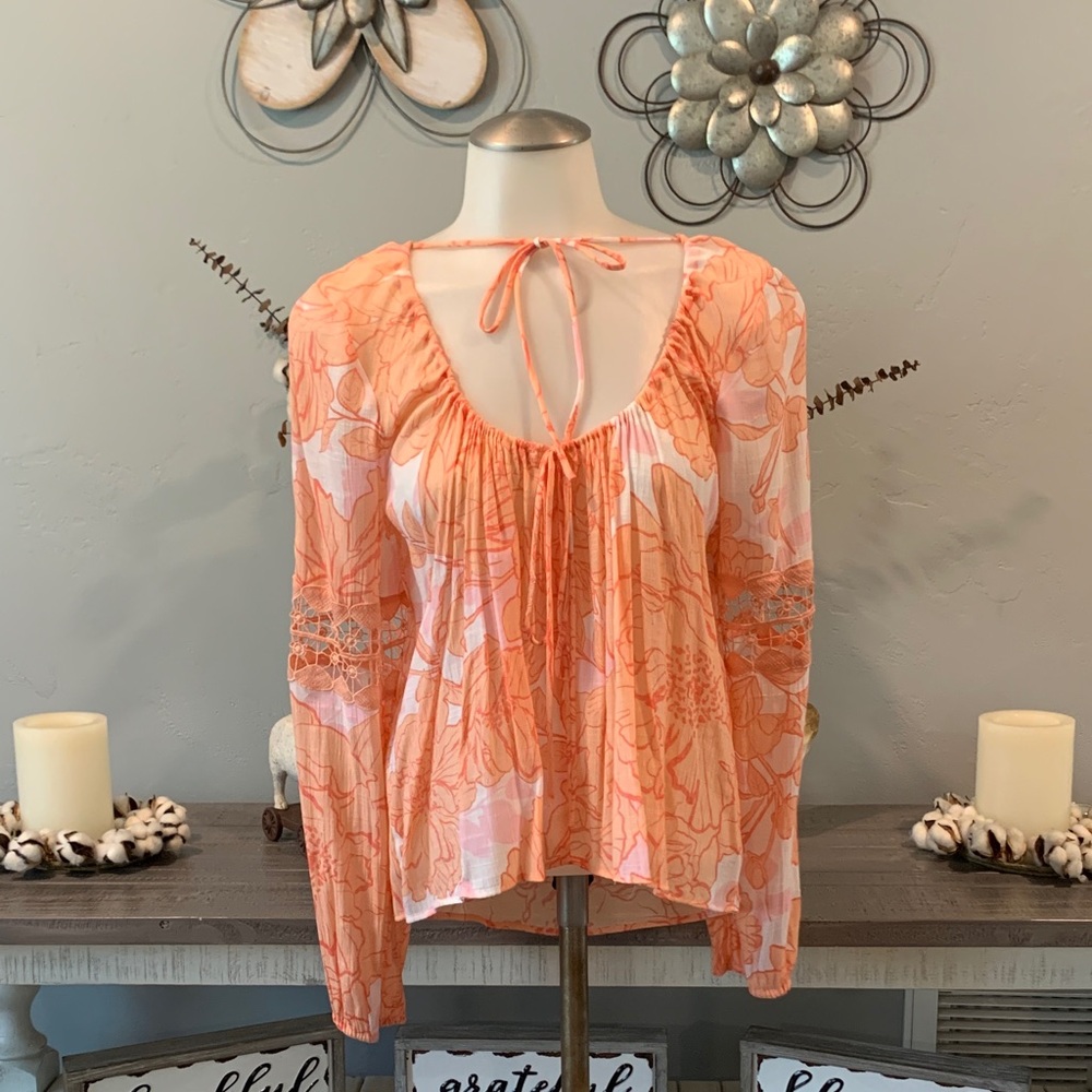 Guess Peach Floral Blouse